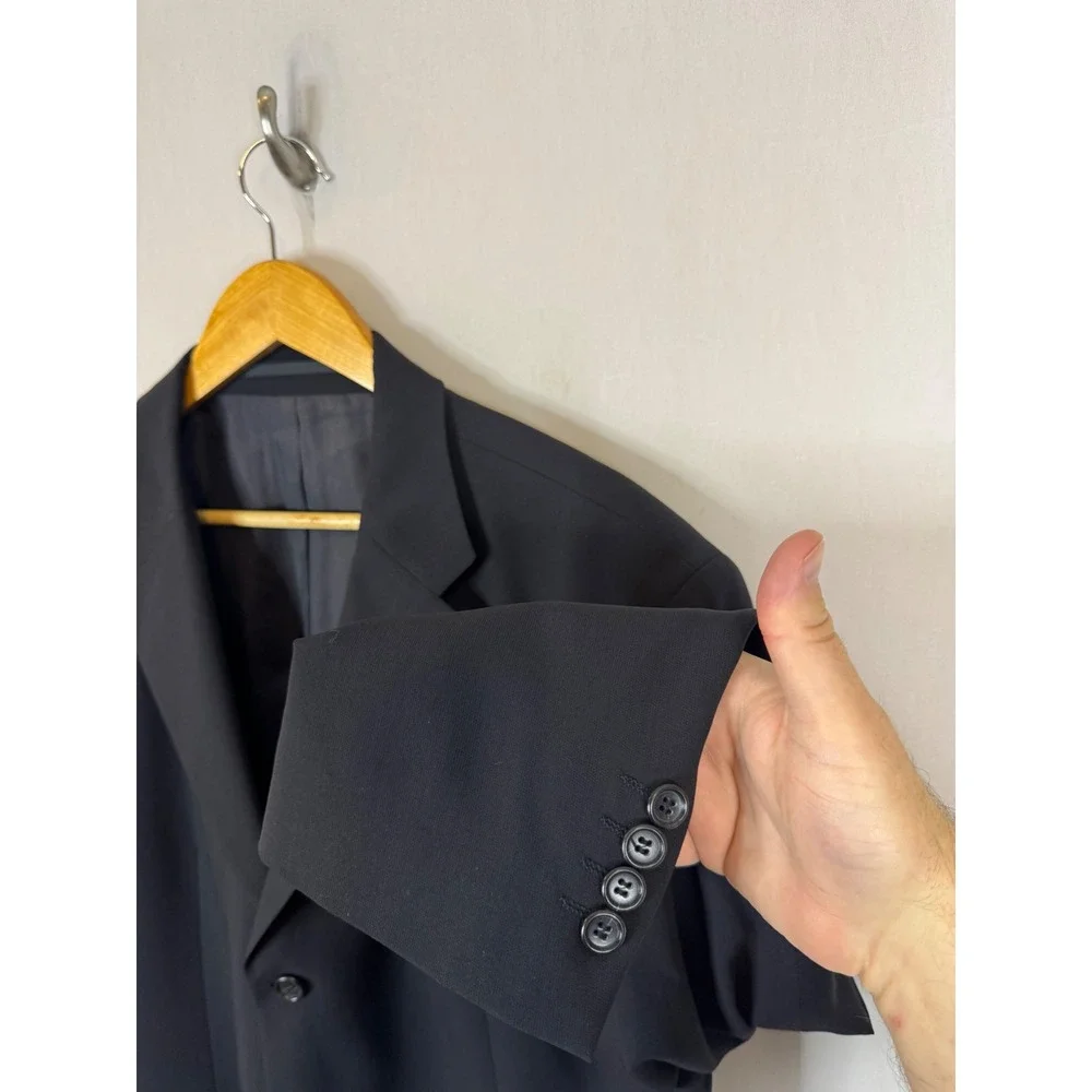 Strellson Novara-Luigi Mens 46 Black 100% Virgin Wool 3-Button Blazer Jacket